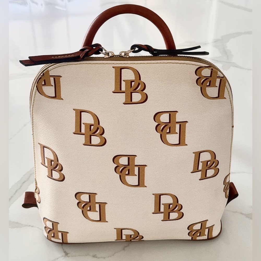Dooney & Bourke Monogram Zip Pod Backpack Cream/Caramel